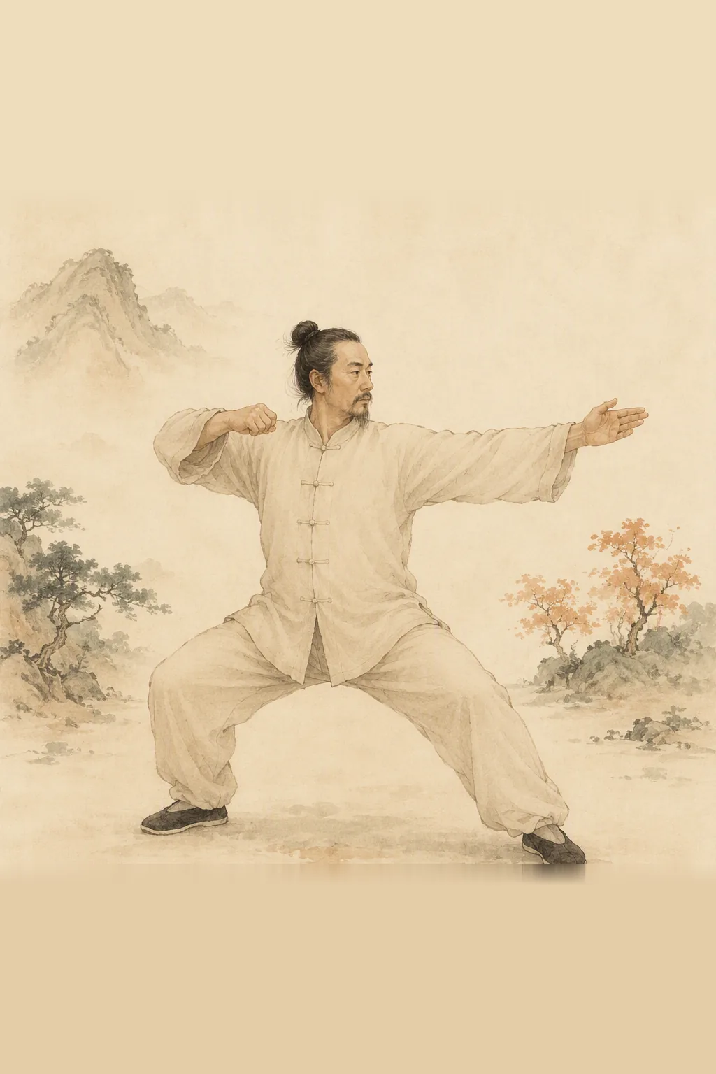 Baduanjin movement: Drawing the Bow to Shoot the Eagle — illustrated demonstration
