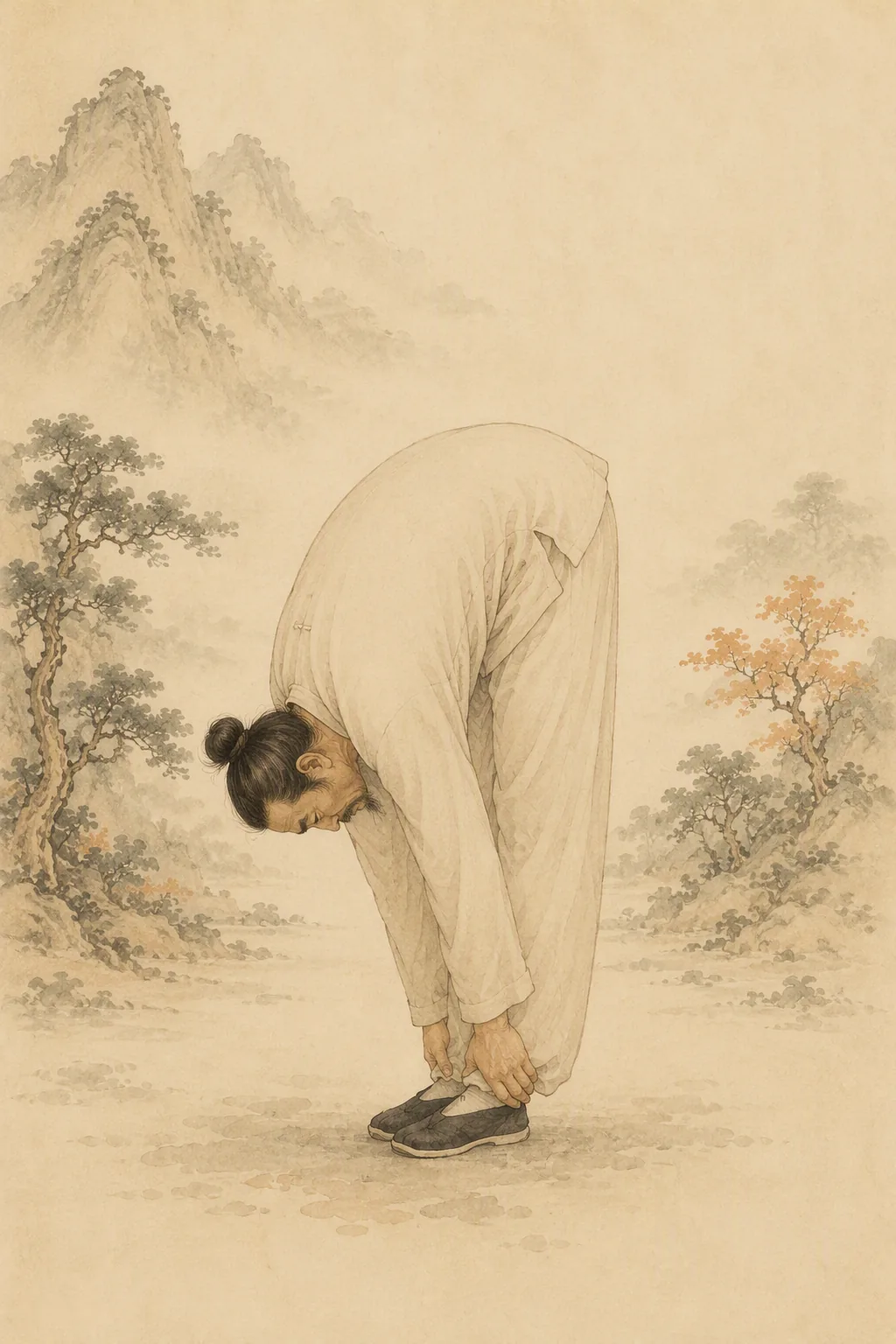 Baduanjin movement: Two Hands Hold the Feet — illustrated demonstration